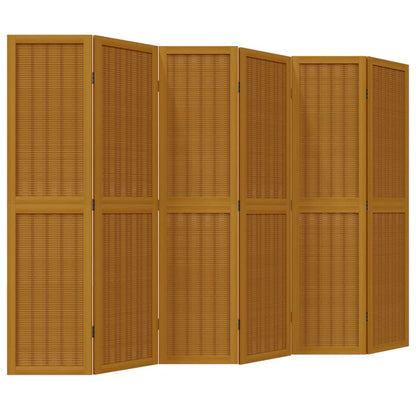 vidaXL Room Divider 6 Panels Brown Solid Wood Paulownia