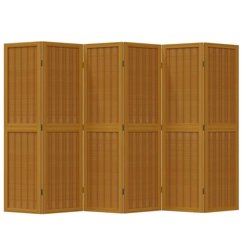 vidaXL Room Divider 6 Panels Brown Solid Wood Paulownia