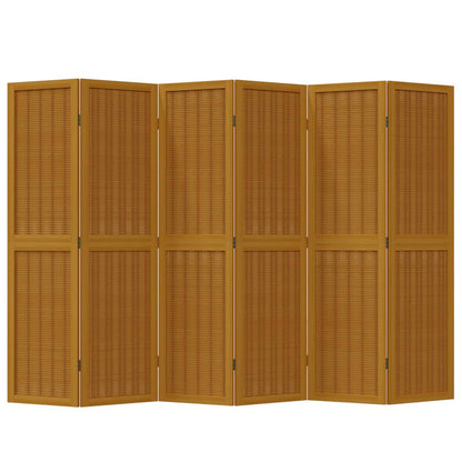 vidaXL Room Divider 6 Panels Brown Solid Wood Paulownia