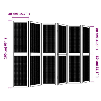 vidaXL Room Divider 6 Panels Brown Solid Wood Paulownia