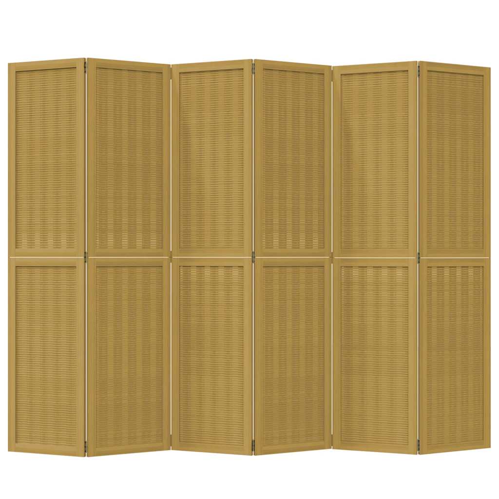 vidaXL Room Divider 6 Panels Brown Solid Wood Paulownia