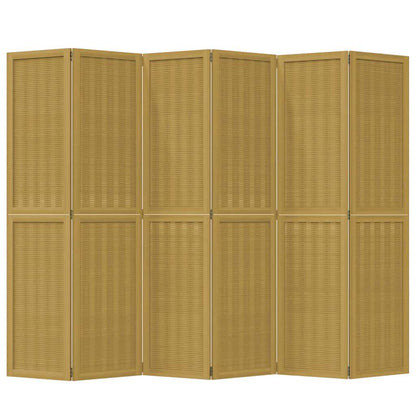 vidaXL Room Divider 6 Panels Brown Solid Wood Paulownia
