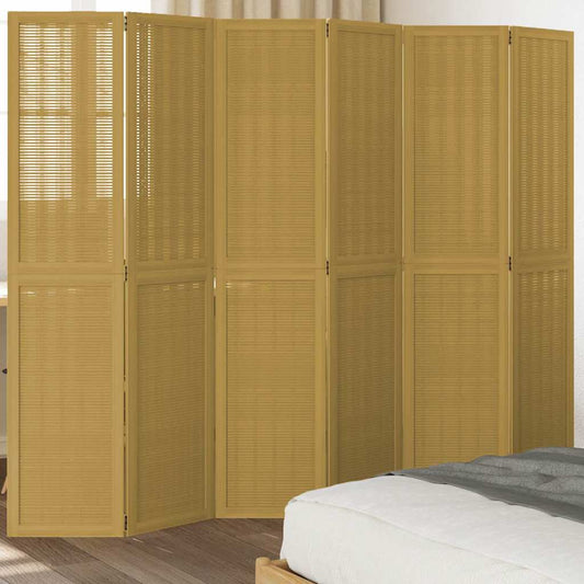 vidaXL Room Divider 6 Panels Brown Solid Wood Paulownia