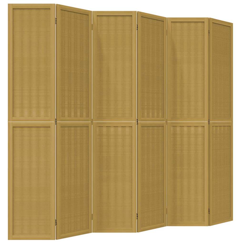 vidaXL Room Divider 6 Panels Brown Solid Wood Paulownia