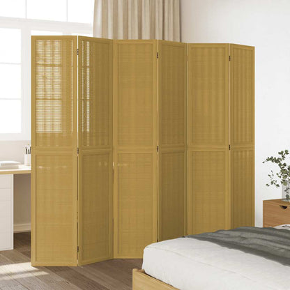 vidaXL Room Divider 6 Panels Brown Solid Wood Paulownia