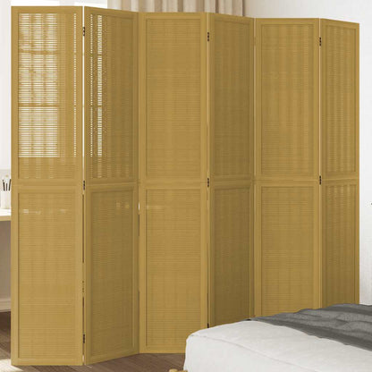 vidaXL Room Divider 6 Panels Brown Solid Wood Paulownia