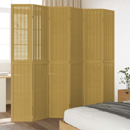 vidaXL Room Divider 6 Panels Brown Solid Wood Paulownia