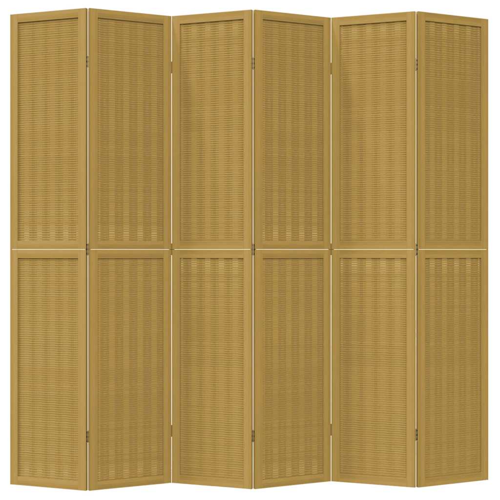 vidaXL Room Divider 6 Panels Brown Solid Wood Paulownia