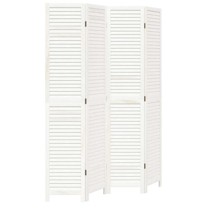 vidaXL Room Divider 4 Panels White Solid Wood Paulownia