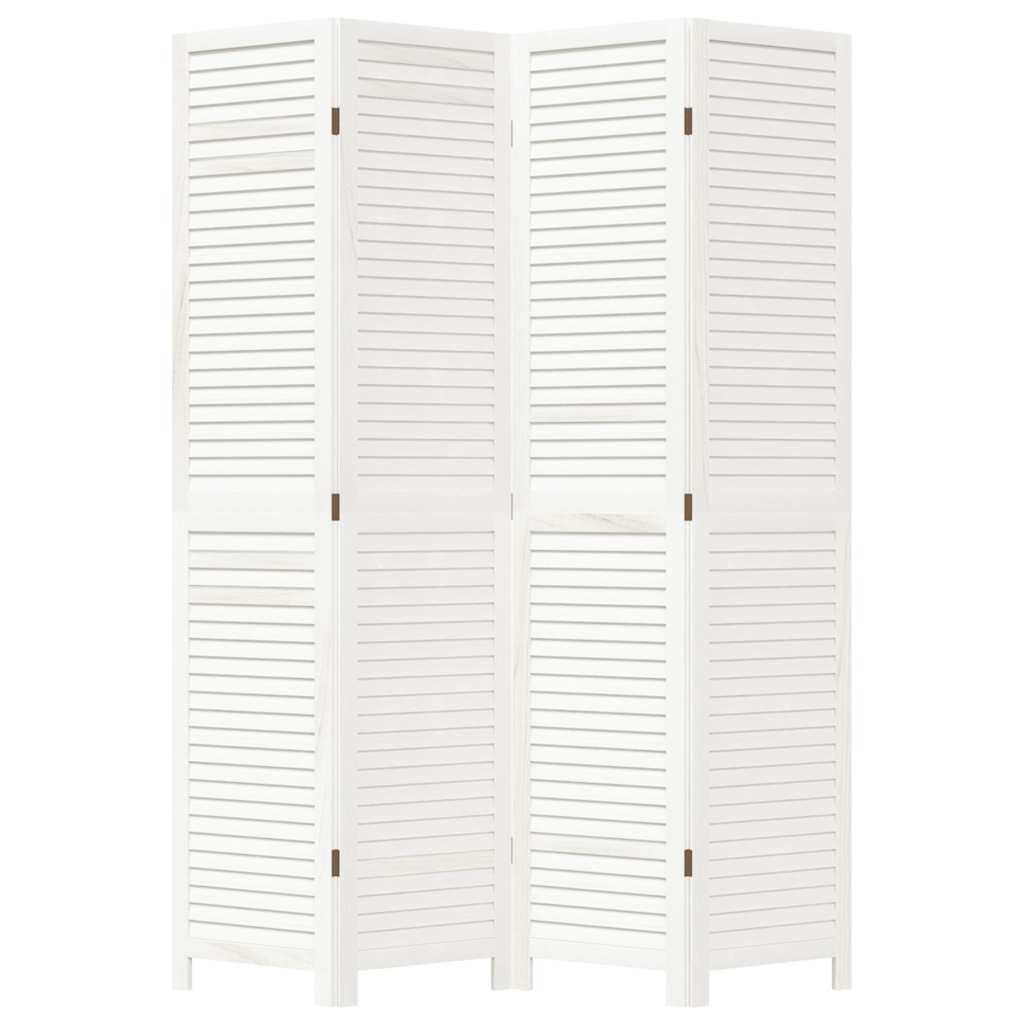 vidaXL Room Divider 4 Panels White Solid Wood Paulownia