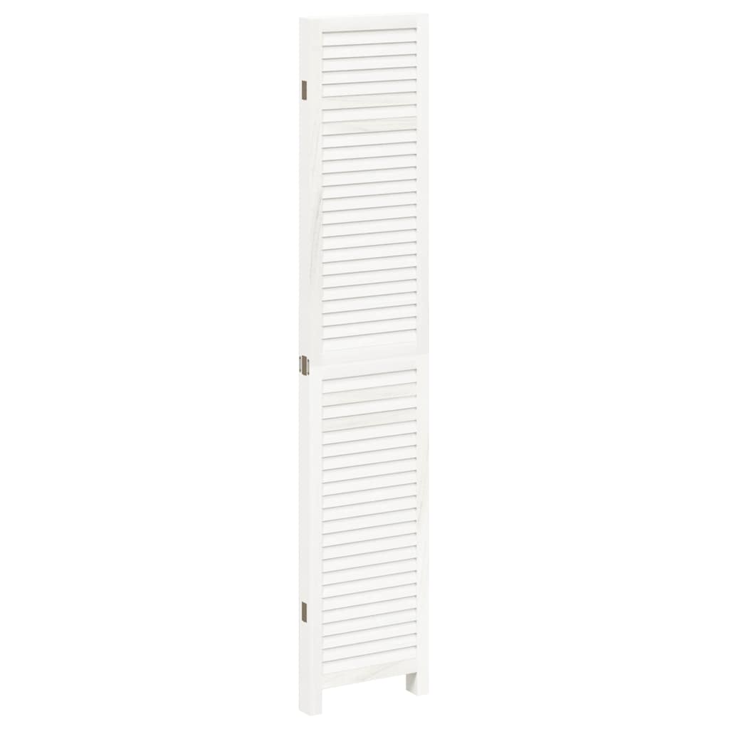 vidaXL Room Divider 4 Panels White Solid Wood Paulownia