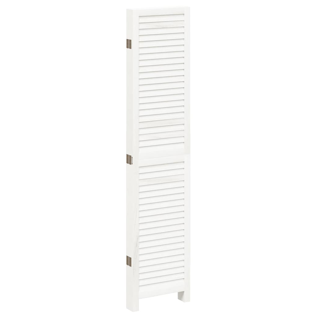 vidaXL Room Divider 5 Panels Retro White Solid Wood Paulownia