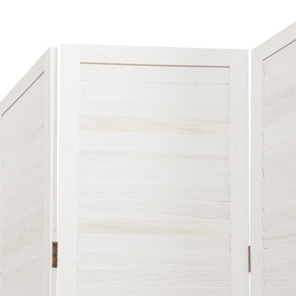 vidaXL Room Divider 5 Panels Retro White Solid Wood Paulownia
