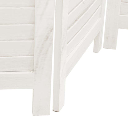 vidaXL Room Divider 5 Panels Retro White Solid Wood Paulownia