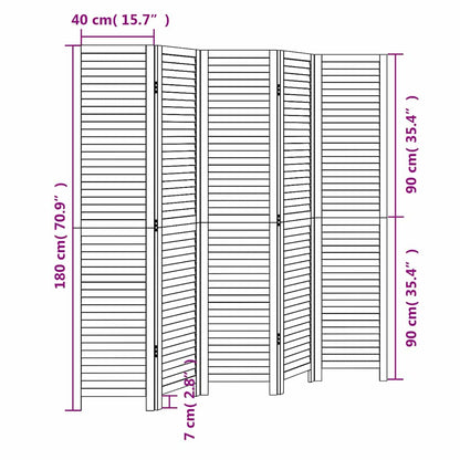 vidaXL Room Divider 5 Panels Retro White Solid Wood Paulownia