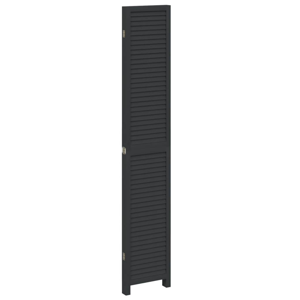 vidaXL Room Divider 4 Panels Black Solid Wood Paulownia