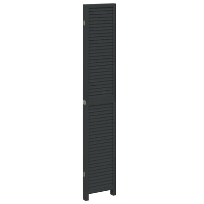 vidaXL Room Divider 4 Panels Black Solid Wood Paulownia