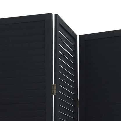 vidaXL Room Divider 4 Panels Black Solid Wood Paulownia