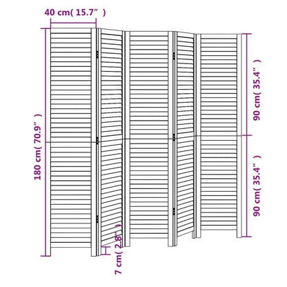 vidaXL Room Divider 5 Panels Black Solid Wood Paulownia