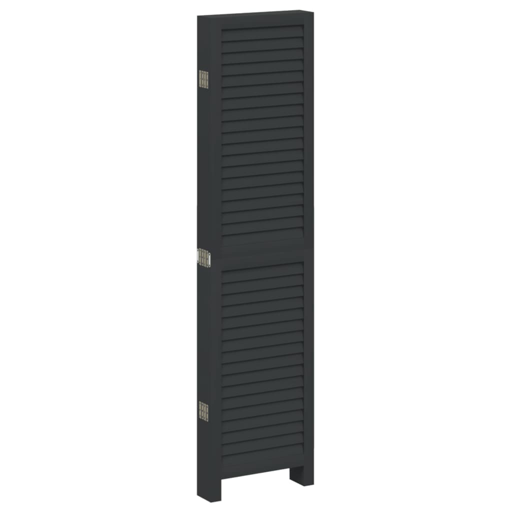 vidaXL Room Divider 6 Panels Black Solid Wood Paulownia