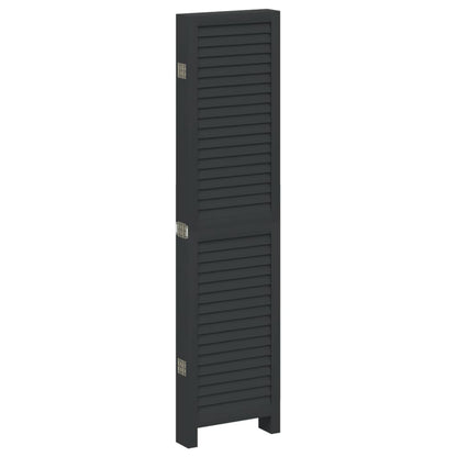 vidaXL Room Divider 6 Panels Black Solid Wood Paulownia