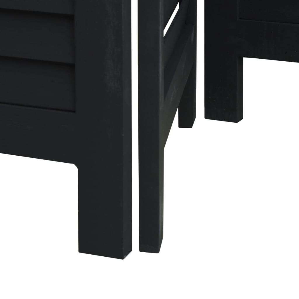 vidaXL Room Divider 6 Panels Black Solid Wood Paulownia