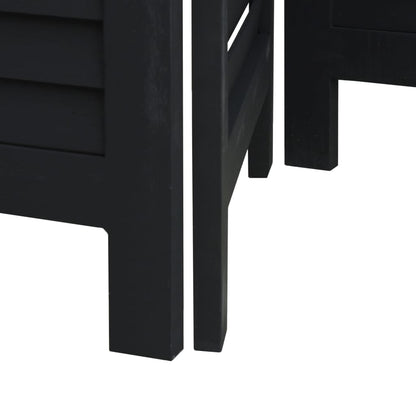 vidaXL Room Divider 6 Panels Black Solid Wood Paulownia
