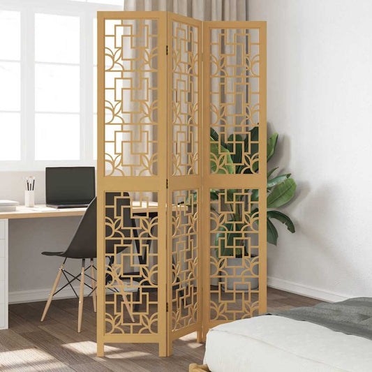 vidaXL Room Divider 3 Panels Brown Solid Wood Paulownia