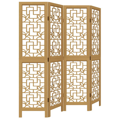 vidaXL Room Divider 4 Panels Brown Solid Wood Paulownia