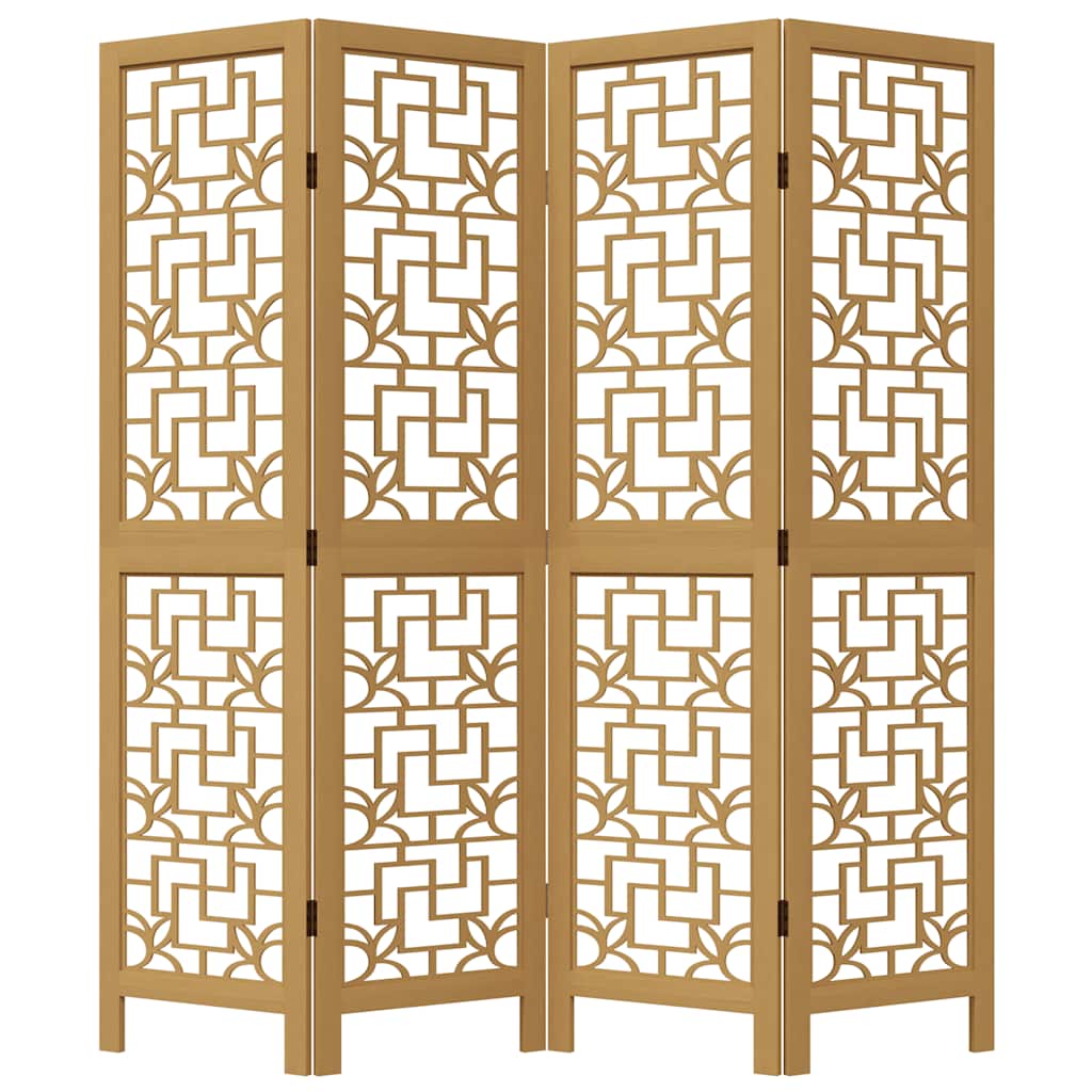 vidaXL Room Divider 4 Panels Brown Solid Wood Paulownia