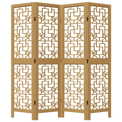 vidaXL Room Divider 4 Panels Brown Solid Wood Paulownia