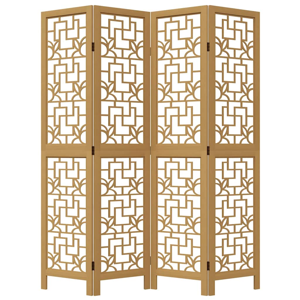 vidaXL Room Divider 4 Panels Brown Solid Wood Paulownia