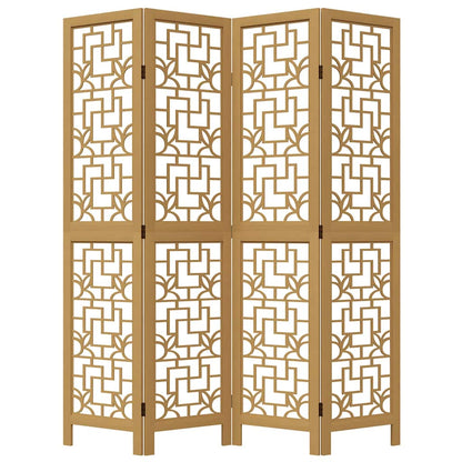 vidaXL Room Divider 4 Panels Brown Solid Wood Paulownia