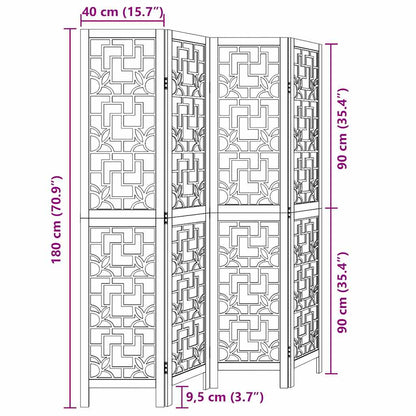 vidaXL Room Divider 4 Panels Brown Solid Wood Paulownia