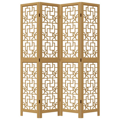 vidaXL Room Divider 4 Panels Brown Solid Wood Paulownia