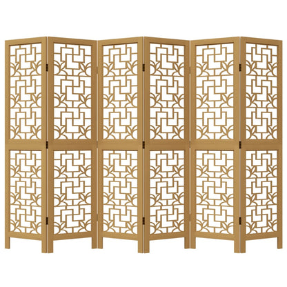 vidaXL Room Divider 6 Panels Brown Solid Wood Paulownia