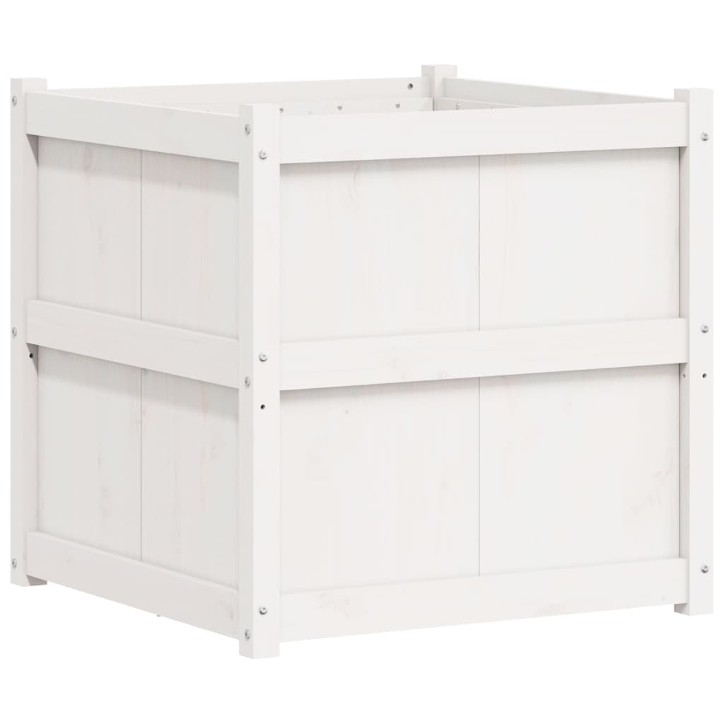 vidaXL Garden Planter White 70x70x70 cm Solid Wood Pine