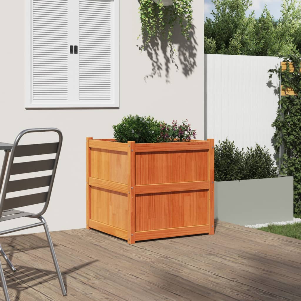 vidaXL Garden Planter Wax Brown 70x70x70 cm Solid Wood Pine