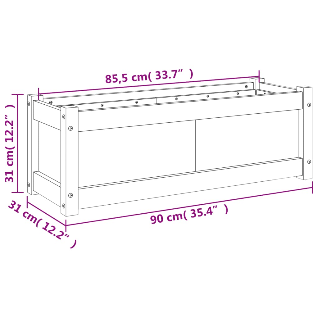 vidaXL Garden Planter 90x31x31 cm Solid Wood Pine