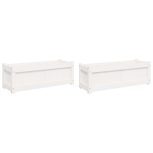 vidaXL Garden Planters 2 pcs White Solid Wood Pine