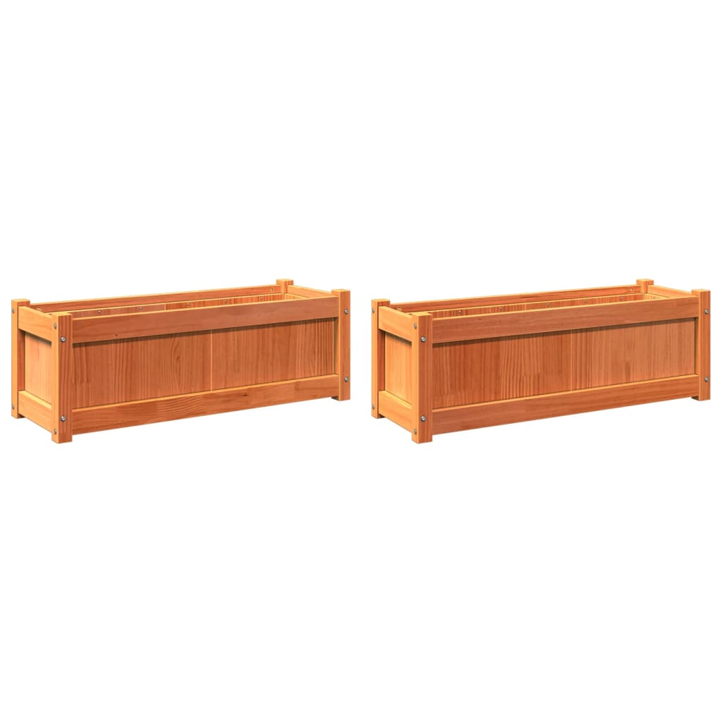 vidaXL Garden Planters 2 pcs Wax Brown Solid Wood Pine