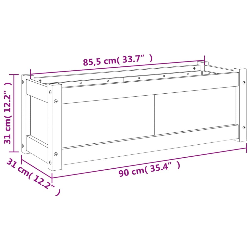vidaXL Garden Planter 90x31x31 cm Impregnated Wood Pine
