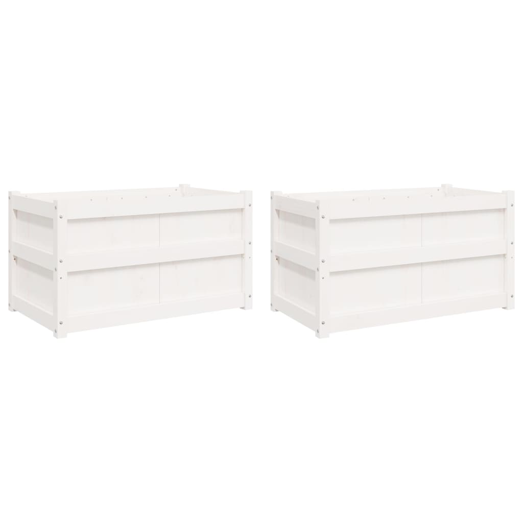 vidaXL Garden Planters 2 pcs White Solid Wood Pine