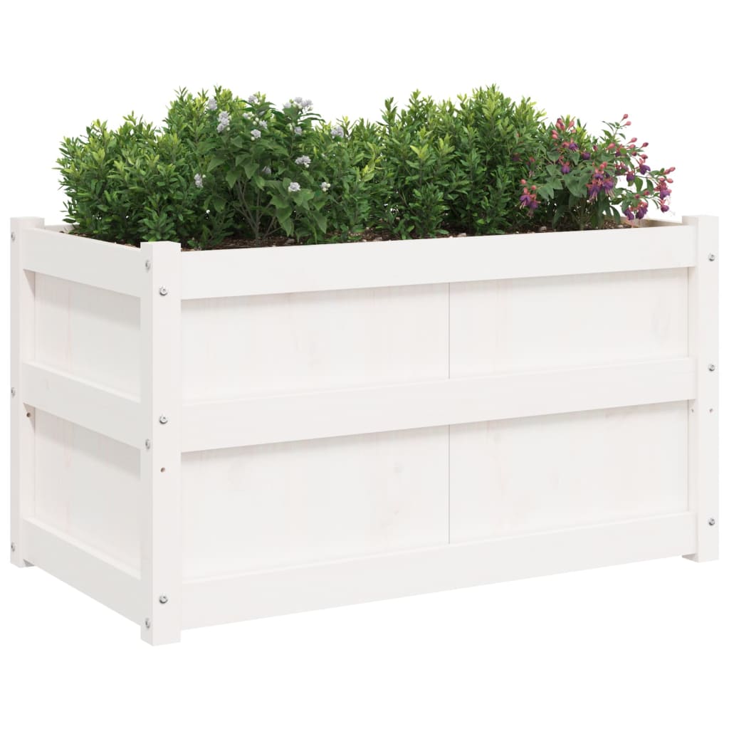 vidaXL Garden Planters 2 pcs White Solid Wood Pine
