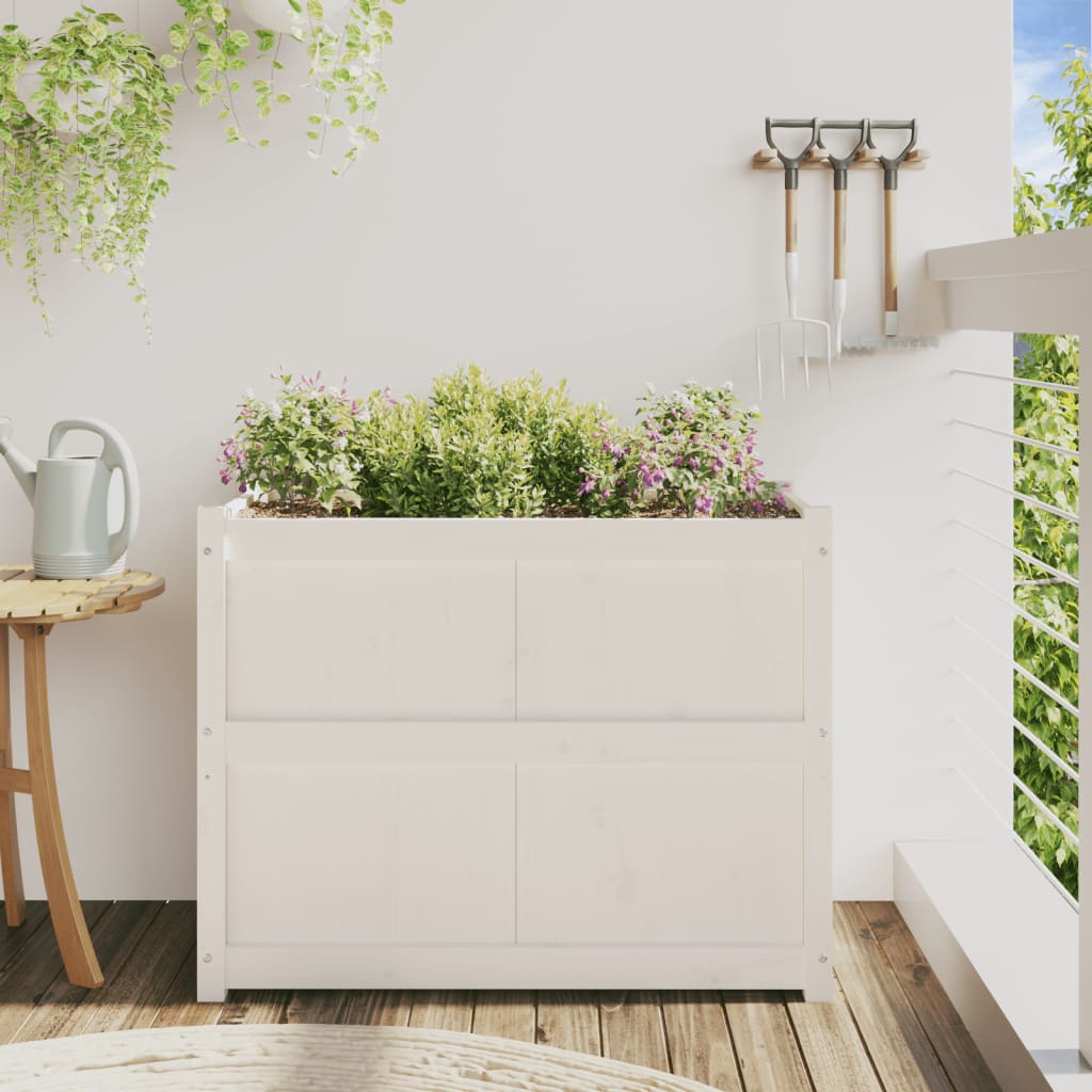 vidaXL Garden Planter White 90x50x70 cm Solid Wood Pine