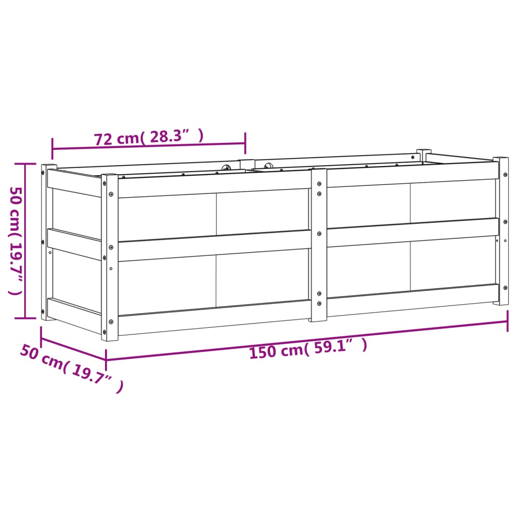 vidaXL Garden Planter 150x50x50 cm Solid Wood Pine