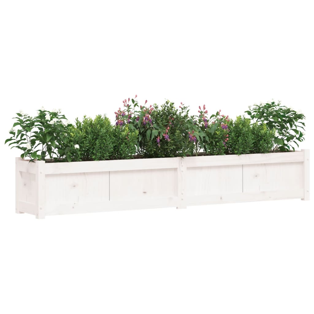 vidaXL Garden Planter White 180x31x31 cm Solid Wood Pine