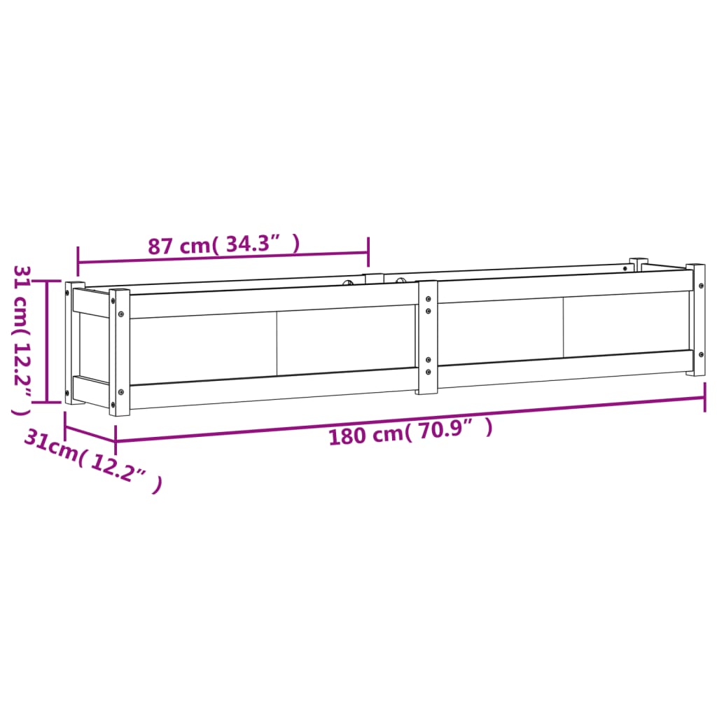 vidaXL Garden Planters 2 pcs White Solid Wood Pine
