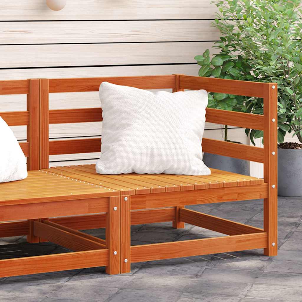 vidaXL Garden Sofa | Wax brown | Solid pine wood | Single seat module | Modular