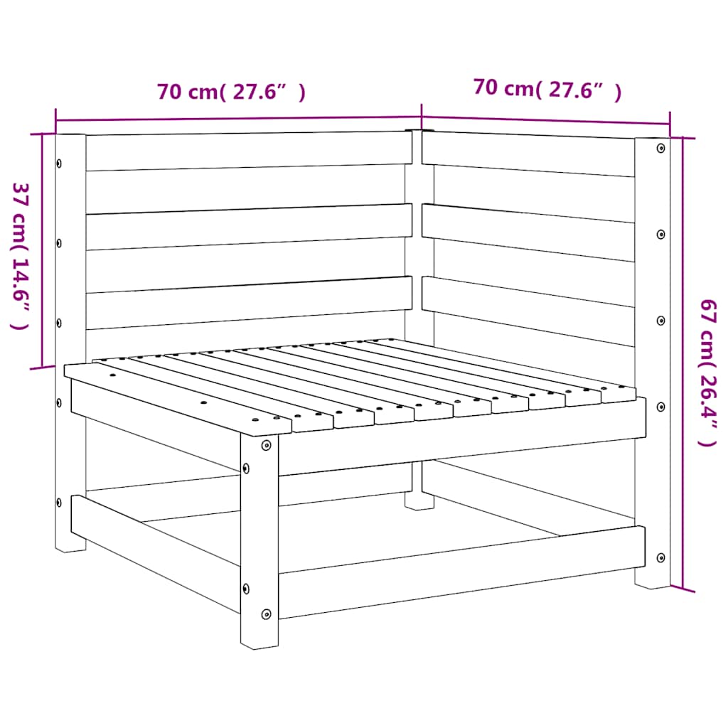 vidaXL Garden Sofas Corner 2 pcs 70x70x67 cm Solid Wood Douglas